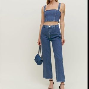 Reformation Sunny Denim Two Piece Set, new with tags, size 8